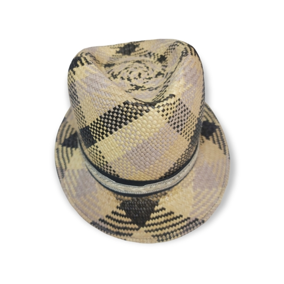 Makins Fedora, Large, beige and black plaid block - Picture 1 of 5